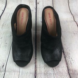 Miss Sixty fold over peep toe booties black 7